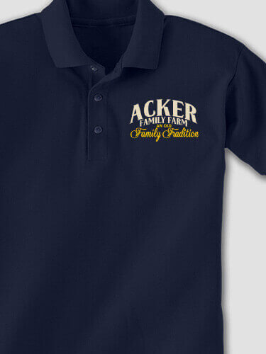 Farming Family Tradition Navy Embroidered Polo Shirt