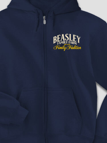 Farming Family Tradition Navy Embroidered Zippered Hooded Sweatshirt