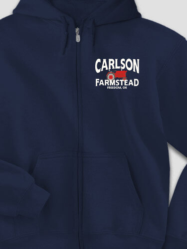 Farmstead Navy Embroidered Zippered Hooded Sweatshirt