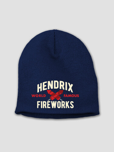 Fireworks Navy Embroidered Beanie