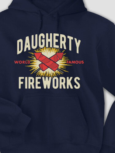 Fireworks Navy Adult Hooded Sweatshirt