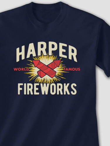Fireworks Navy Adult T-Shirt