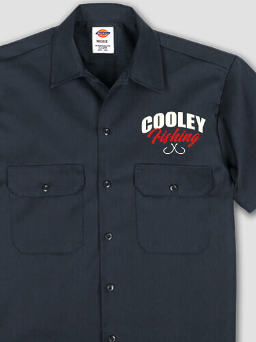 Fishing Navy Embroidered Work Shirt