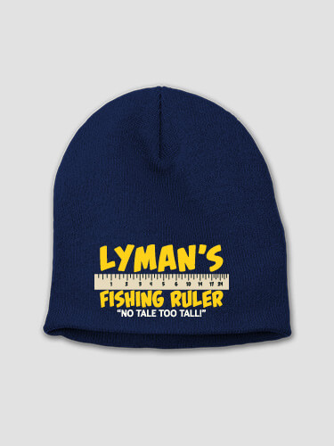 Fishing Ruler Navy Embroidered Beanie