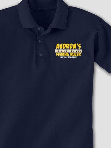 Fishing Ruler Navy Embroidered Polo Shirt