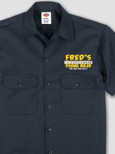 Fishing Ruler Navy Embroidered Work Shirt