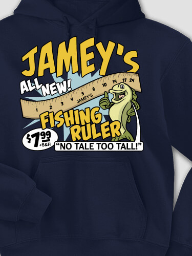 Fishing Ruler Navy Adult Hooded Sweatshirt