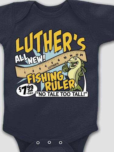 Fishing Ruler Navy Baby Bodysuit