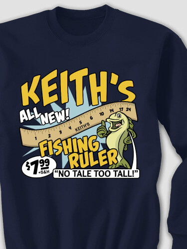 Fishing Ruler Navy Adult Sweatshirt