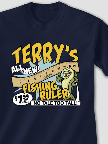 Fishing Ruler Navy Adult T-Shirt
