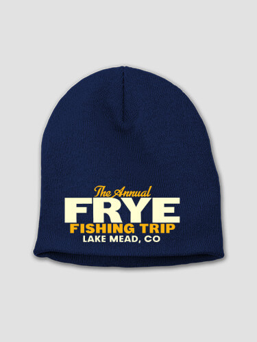 Fishing Trip Navy Embroidered Beanie