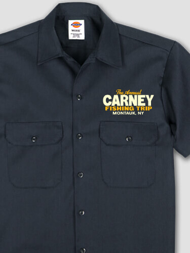 Fishing Trip Navy Embroidered Work Shirt