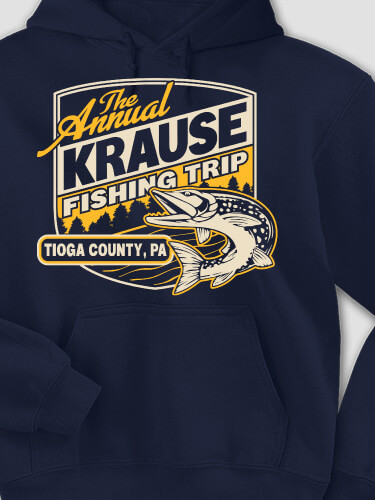 Fishing Trip Navy Adult Hooded Sweatshirt