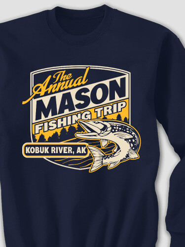 Fishing Trip Navy Adult Sweatshirt