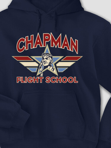 Flight School Navy Adult Hooded Sweatshirt