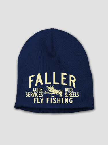Fly Fishing Guide Navy Embroidered Beanie