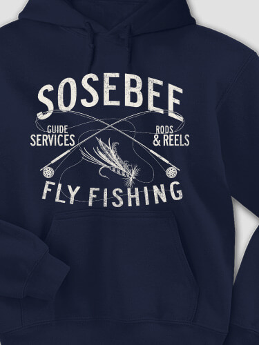 Fly Fishing Guide Navy Adult Hooded Sweatshirt