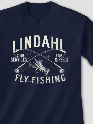 Fly Fishing Guide Navy Adult T-Shirt