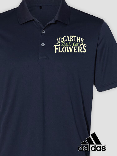 Fresh Cut Flowers Navy Embroidered Adidas Polo Shirt