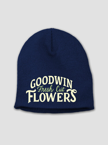Fresh Cut Flowers Navy Embroidered Beanie