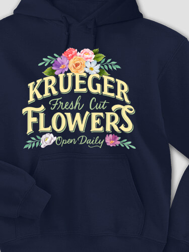 Fresh Cut Flowers Navy Adult Hooded Sweatshirt