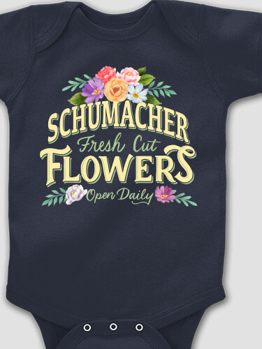 Fresh Cut Flowers Navy Baby Bodysuit