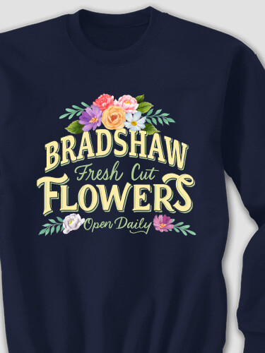 Fresh Cut Flowers Navy Adult Sweatshirt