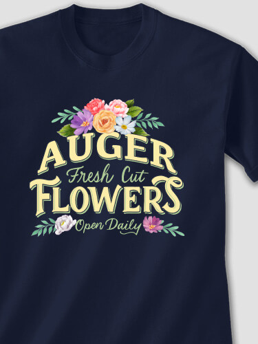 Fresh Cut Flowers Navy Adult T-Shirt