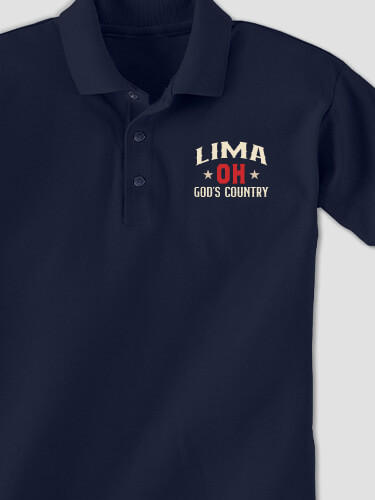 God's Country Navy Embroidered Polo Shirt
