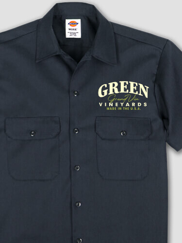 Grand Vineyards Navy Embroidered Work Shirt