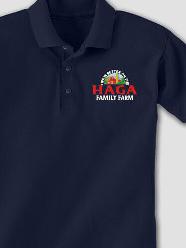 Life Is Better Farm Navy Embroidered Polo Shirt