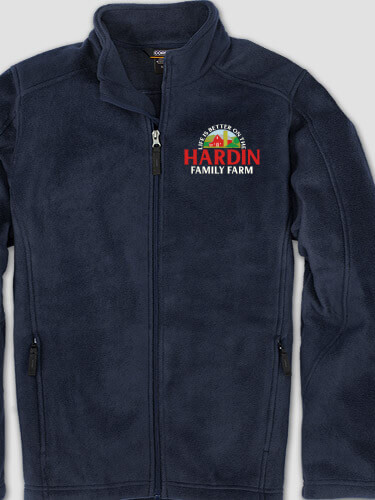 Life Is Better Farm Navy Embroidered Zippered Fleece