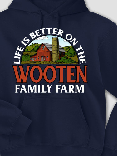 Life Is Better Farm Navy Adult Hooded Sweatshirt