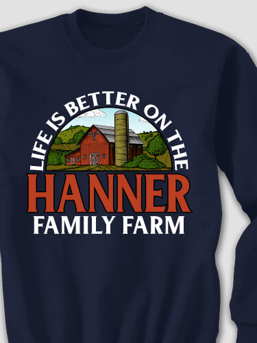 Life Is Better Farm Navy Adult Sweatshirt