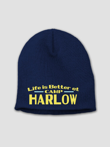 Life Is Better Navy Embroidered Beanie