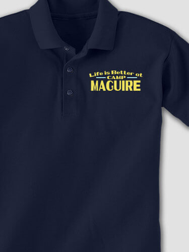 Life Is Better Navy Embroidered Polo Shirt
