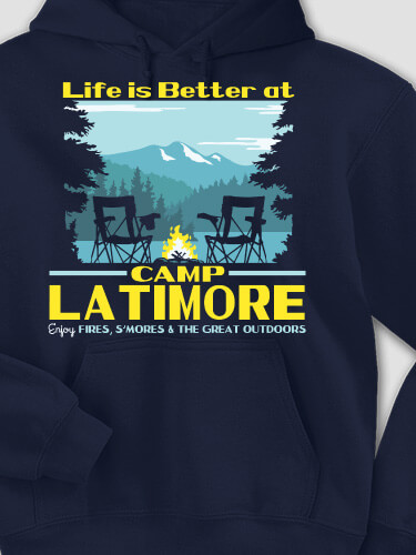 Life Is Better Navy Adult Hooded Sweatshirt