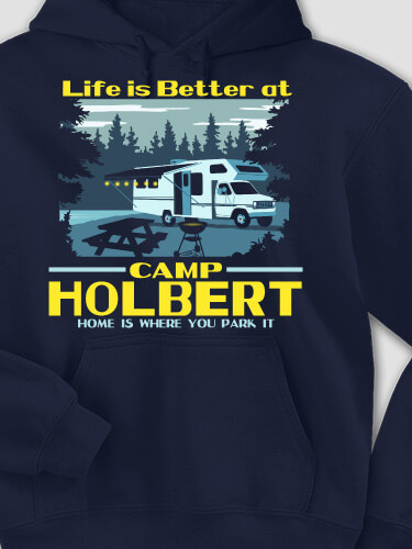 Life Is Better RV Navy Adult Hooded Sweatshirt