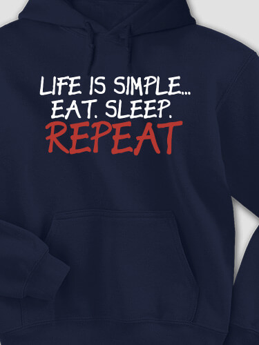 Life is Simple Navy Adult Hooded Sweatshirt