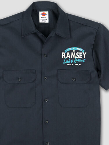 Livin' The Dream Lake House Navy Embroidered Work Shirt