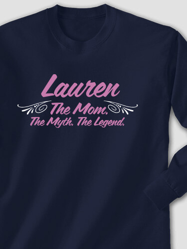 Mom Myth Legend Navy Adult Long Sleeve