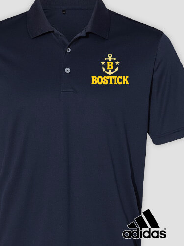 Nautical Monogram Navy Embroidered Adidas Polo Shirt