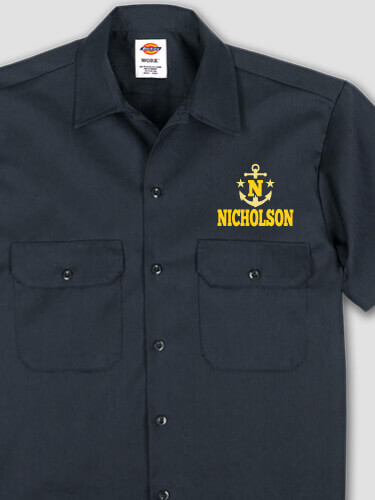 Nautical Monogram Navy Embroidered Work Shirt