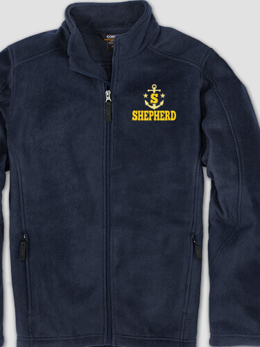 Nautical Monogram Navy Embroidered Zippered Fleece