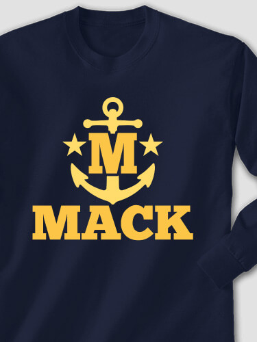 Nautical Monogram Navy Adult Long Sleeve