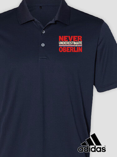 Never Underestimate Navy Embroidered Adidas Polo Shirt