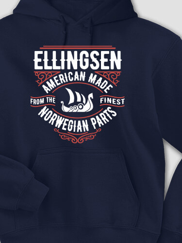 Norwegian Parts Navy Adult Hooded Sweatshirt