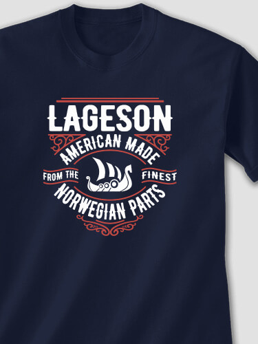 Norwegian Parts Navy Adult T-Shirt