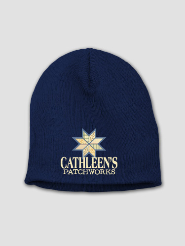 Patchworks Navy Embroidered Beanie