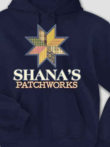 Patchworks Navy Adult Hooded Sweatshirt
